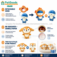 Jouet en peluche couineur pour chien, avec capuche amovible et effet froissé, deux styles, idéal pour les photos, pour petits chiens, MOQ 100