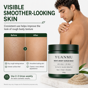 Gommage corporel exfoliant pour hommes à l'huile d'arbre à thé, BHA AHA, pour améliorer les odeurs, lisser la peau rugueuse, pour le dos, la poitrine, les épaules, les fesses et les jambes - Product Image 5