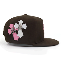 Gorra de Béisbol Deportiva Unisex de Moda con 5 Paneles y Visera Plana, Parche de Cuero con Logotipo Metálico Bordado en 3D OEM