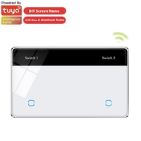 Interrupteur intelligent à écran tactile, norme américaine, personnalisable, Wi-Fi, 1 voie, avec verre trempé 2.5D et cadre métallique en aluminium, 2.4GHz