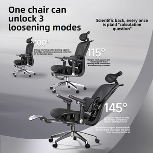 Sedia ergonomica da ufficio con supporto lombare sospeso a doppia ala comoda per una lunga seduta, adatta per l'uso in casa e in ufficio - Product Image 2