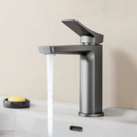 Robinet de lavabo monocommande en aluminium à montage sur comptoir, cartouche céramique, eau chaude et froide, pour salle de bain, vente en gros, hôtel