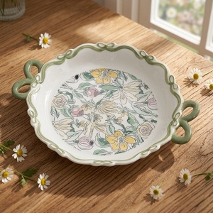 Service de <span class=keywords><strong>vaisselle</strong></span> en porcelaine à fleurs vertes, style vintage, <span class=keywords><strong>vaisselle</strong></span> de jardin florale, <span class=keywords><strong>vaisselle</strong></span> de table familiale, assiettes en céramique - Product Image 2