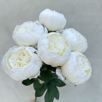 Fleurs Artificielles en Gros, Fleurs en Soie Blanches et Roses Effet Naturel, Pivoines Artificielles à 7 Têtes, Fleurs Artificielles en Soie