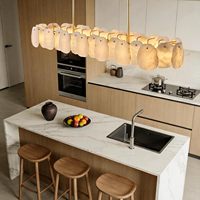 Lampu Gantung Alabaster Linear Modern dari Marmer Alami untuk Dekorasi Interior Dapur, Ruang Makan, Vila, dan Hotel