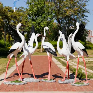 Custom Simulated Stork White Bird Ornament Fiberglass Resin Animal Sculpture Prop For Outdoor Garden Courtyard Decoration