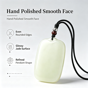 Pendentif en jade Hetian naturel, carte de la paix, collier pour homme, surface lisse, bijoux - Product Image 5