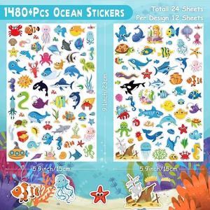 Trẻ em dán đại dương, 1480 dán chống thấm nước dán động vật biển, dán cá động vật biển trẻ em nhỏ bên Đại dương gi - Product Image 2