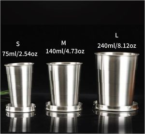Gourde télescopique rétractable en acier inoxydable BST 140ML/4.73OZ avec porte-clés, tasse de voyage pliable, couvercle et isolation thermique pour la randonnée - Product Image 3