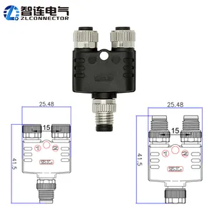 ZLconnector工业M8公母3Pin 4Pin A码插头传感器连接器y型M8分路器