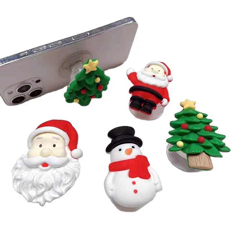 Tüm telefonlar için Santa kardan adam noel ağacı cep telefon tutucu cep telefonu kavrama soket Stand braketi