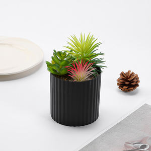 Mini Macetas de PVC con 3 <span class=keywords><strong>Suculentas</strong></span> Artificiales y Árboles, Color Negro, Decoración de Jardín Interior, Vegetación para el Año Nuevo Chino y Cumpleaños - Product Image 4