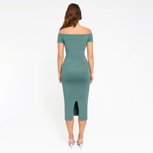 Hexin Shapewear Mujer Seamless Midi Bodycon Vestido Body Shaper con patrón sólido Sexy Nuevo diseño Verified Pro Venta al por mayor - Product Image 5