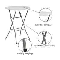 Table pliante ronde en plastique HDPE de 32 pouces, de qualité commerciale, pour événements et mariages