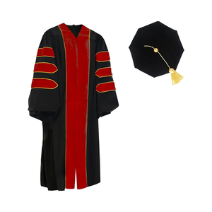 Misscom setelan topi dan gaun kelulusan uniseks wisuda 8 sisi Tam dengan seragam pipa emas untuk penggunaan siswa dan dewasa di sekolah - Product Image 2