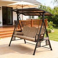 Fauteuil suspendu d'extérieur moderne en métal avec coussins imperméables - Conception à double balançoire pour cour de villa et terrasse - 3 places