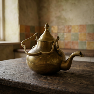 Bouilloire à thé vintage en laiton avec couvercle et poignée, pot à eau en métal, objet décoratif de cuisine - Product Image 5