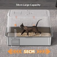 Litière pour chat carrée en acier inoxydable, entièrement fermée, ultra-grande taille, désodorisante, anti-éclaboussures, en plastique ABS, modèle très vendu