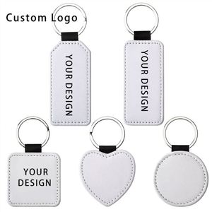 Llaveros de sublimación al por mayor en cuero PU blanco, formas personalizadas para decoraciones festivas ecológicas - Product Image 4