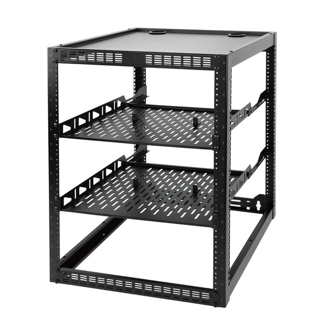 Factory Custom 16U Open Frame Network Rack for IT &AV Gear Rack 4-Post 1U Server Rack Shelf & Mounting Hardware 19" Network