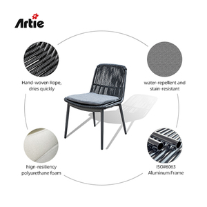 Artie Muebles de jardín Silla de patio de metal de alta calidad Muebles de restaurante al aire libre Sillas de comedor al aire libre de ratán - Product Image 5