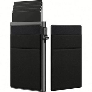 Tarjetero Delgado de Aluminio Estilo Ejecutivo, Sostenible, con Bolsillo Trasero Elástico, Porta Identificación y Tarjetas de Crédito, Mini Cartera RFID con Expulsión Automática - Product Image 1