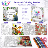Livre de coloriage pour adultes KAIX, grand format, 24 pages, motifs floraux de jardin, art ligné pour le soulagement du stress, cadeau, vente au détail