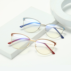 Monture optique 2022 2023 oro sopracciglio rosso marrone tawny metallic frame anti blue light pretty women occhiali da vista per gatti femminili - Product Image 2