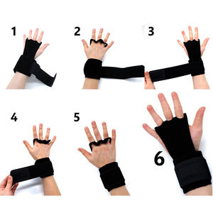 Poignées de musculation en <span class=keywords><strong>cuir</strong></span> de vache épais avec 3 trous, support pour le poignet, protection de la paume, adhérence supplémentaire - Unisexe - Product Image 6