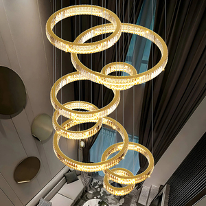 Lámpara de Araña Espiral de Cristal K9 Dorado de Lujo, Moderna, de 8 Niveles, para Vestíbulo de Hotel, Sala de Estar de Villa, Escaleras - Product Image 3