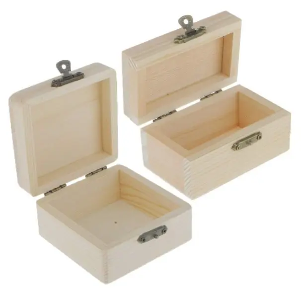 Benutzer definierte Holz Craft Box kleine hölzerne Schatzkiste für DIY-Projekt