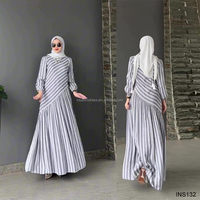 Nouvelle Robe Tunique Abaya Unie et Rayée 2026 – Vêtement Musulman Modeste pour Adultes, Style Ethnique, Motif Numérique – Idéale Été, Printemps, Automne