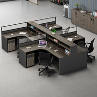 Ensemble de bureaux de direction minimalistes en forme de bar pour entreprises, 4 places et 6 places doubles, avec ceinture amovible pour le personnel de bureau