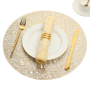 Sous-plats/chargeurs ronds en vinyle métallisé éco-responsables pour la décoration de table à la maison, les bars, les banquets, les mariages et Noël (vente en gros) - Product Image 5