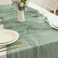 Chemin de table en mousseline vert sauge, faible MOQ, vente en gros, chemin de table uni personnalisé pour événements extérieurs, banquets, hôtels