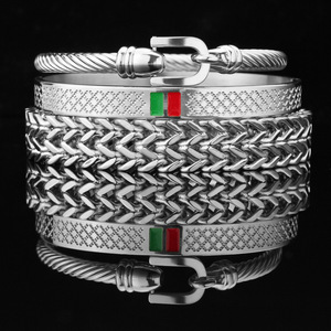 2026 Hot-Selling Stainless Steel Punk Style <strong>Bracelet</strong> Set-Roman Numeral Bangle &amp; Titanium Steel Cross Chain <strong>Combo</strong> for Men Party - Product Image 4