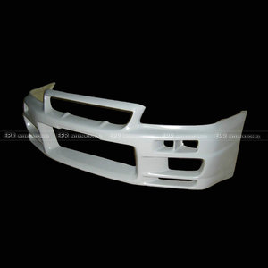 กันชนหน้า New EPR SKYLINE R34 GTR TS Type พร้อมช่องระบายไอเสีย แบบ Bolt-On วัสดุไฟเบอร์กลาส ไม่ทำสี OE 84042377 - Product Image 2
