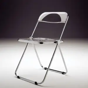 cadeira dobrável transparente Suppliers-Cadeira de plástico dobrável acrílica moderna, transparente, cadeiras com metal