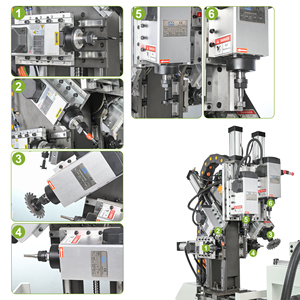 Centre de perçage et de fraisage de panneaux de porte CNC à 6 axes certifié CE avec double axe X/Y et 45° °   Axe angulaire - Longueur maximale 3080 mm, épaisseur 70 mm - Product Image 3