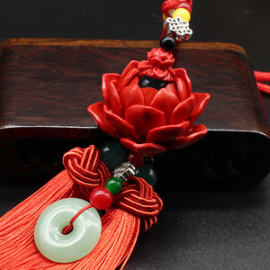 Guo Peng Cinnabar Lotus <b>Car</b> Pendant Resin Chinese Style Rearview Mirror Decoration <b>Interior</b> Ornament - Product Image 2