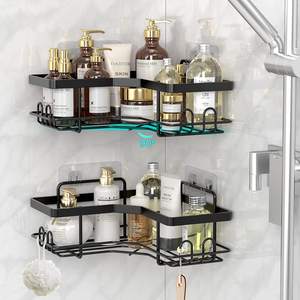 BX Wall Mounted Shelf Storage Organizer Corner Bathroom <strong>Shower</strong> <strong>Caddy</strong> <strong>Hanging</strong> Black <strong>Shower</strong> <strong>Caddies</strong> - Product Image 1
