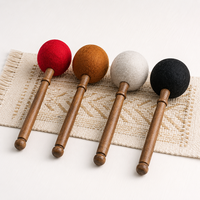Ensemble de marteaux pour bols chantants de plusieurs tailles, avec têtes en bois, feutre de laine, daim et silicone, pour bols tibétains en cristal et guérison sonore