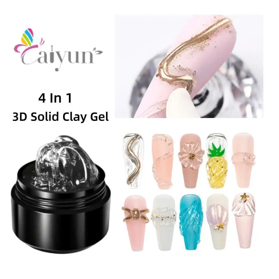 Hot Sales Modeling Textur Nail Builder Art Design Klarer Kristall 3D Solid Clay Gel für Nägel