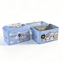 Boîte en fer blanc rectangulaire personnalisée de qualité alimentaire avec poignée et fermoir, réutilisable pour l'emballage de café, bonbons et biscuits – Vente en gros directe usine Chine