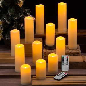 <b>Set</b> of 9 Remote Control with Battery Operated Decorative Led <b>Candles</b> Real Wax Pillar Flameless <b>Candles</b> Lights - Product Image 3
