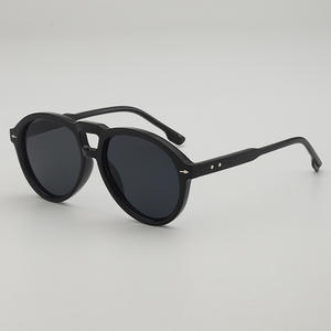 2025 Vintage <span class=keywords><strong>Hong</strong></span> <span class=keywords><strong>Kong</strong></span> Style Double Beam Oval Frame Óculos De Sol para Mulheres Pequeno Rosto Anti-UV400 Lentes Pretas - Product Image 6