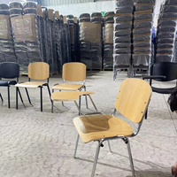 Chaise de formation en contreplaqué pour salle de classe avec tablette d'écriture et panier à livres, chaise d'étudiant à structure chromée