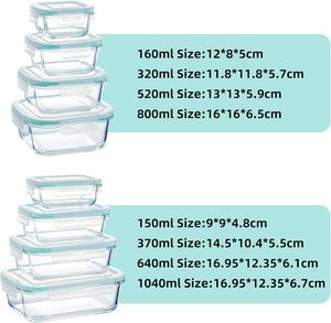กล่องอาหารกลางวันแก้วปลอดสาร BPA ขนาด 150 มล. 240 มล. 330 มล. 640 มล. แบบ 3 ช่อง ใช้กับไมโครเวฟได้ เหมาะสำหรับโรงเรียน ที่ทำงาน การเดินทาง และการตั้งแคมป์ - Product Image 2