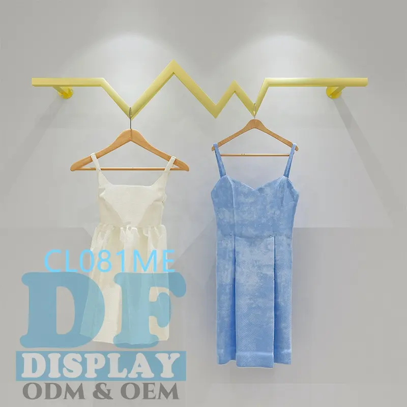 Boetiek Gouden Kleding Wandrek Aan De Muur Gemonteerde Kast Hengel Rekken Detailhandel Display Rek Kleding Rekken Voor Opknoping Kleding