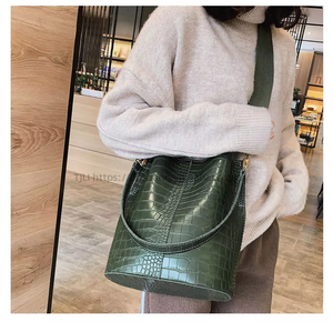 Women's Fashion PU Bucket Bag With Long Strap Chain Pattern Large Capacity Shoulder <b>Purse</b> New Tanjing - Product Image 2